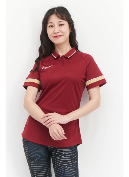 Buy Women Dri-Fit Short Sleeve Training Polo Shirt, Maroon Combo in UAE