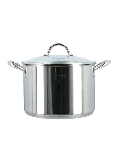 Buy Ergonomic Handle Stainless Steel Stock Pot with Lid Chrome and Clear 30 cm CW-ST003 in Saudi Arabia