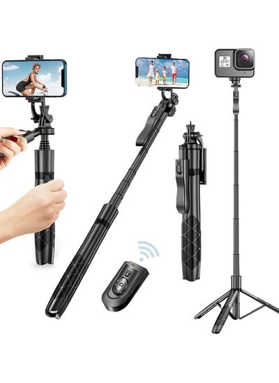 Buy Tripod Wireless Selfie Stick with Remote160cm/63in Extendable Gimbal Stabilizer Lightweight Travel Camera Tripod Compatible with iPhone and Android Smartphones in Saudi Arabia