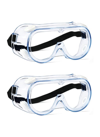 Buy 2 Pcs Safety Goggles Protective Lab Eye Protection Stylish Round UV400 Transparent Blue Light for Men Womens in UAE