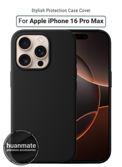 Buy Apple iPhone 16 Pro Max Silicone Cover Black - Premium 2.0mm TPU Silicon, Enhanced Camera Protection with Lens Shield, Shockproof & Water-Proof Cover for Apple iPhone 16 Pro Max in Saudi Arabia