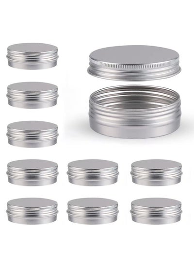 Buy 10 Pcs Aluminum Round Cans with Lid, 30ml Metal Tins Food Candle Containers with Screw Tops for Crafts, Food Storage, DIY Silver in UAE