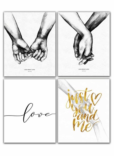 Buy Pinky Promise, Holding Hands Minimalist Abstract Line Drawing Art, Black and White Wall Art For Bedroom and Home Decor, Modern Boho Art Print Poster 8x10 Unframed Set of 4 Prints in UAE