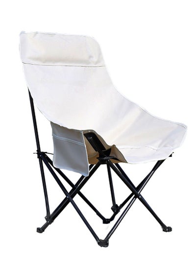 Buy Portable Folding Camping Chair for Adults - Lightweight Foldable Compact Outdoor Chair for Camping Hiking and Fishing Gear White 91 X 59 X 46 CM in Saudi Arabia