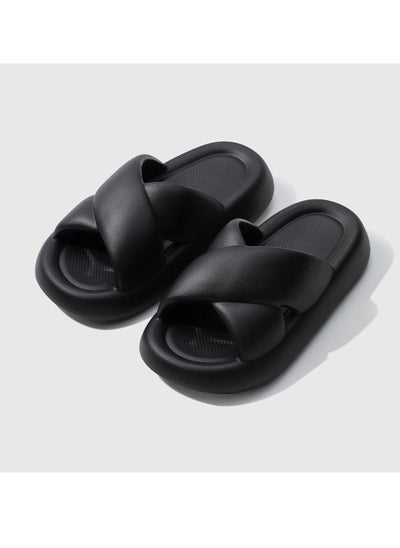 Buy Korean Summer Cross Strap Thick Bottom Soft Slippers in UAE