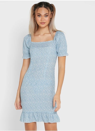 Buy Ruffle Hem Ditsy Print Dress in Saudi Arabia