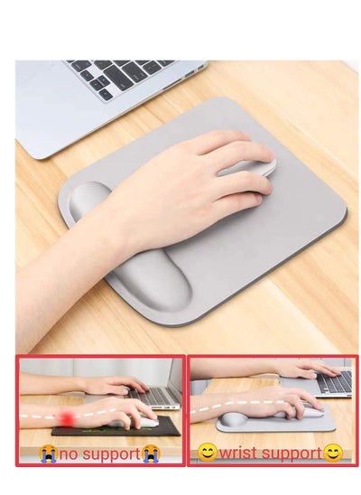 Buy Mouse Pad Relieve Wrist Sore, Ergonomic Mouse Pad with Wrist Support, High Elasticity Mouse Pad for Relieving Wrist Pain (Grey) in Saudi Arabia