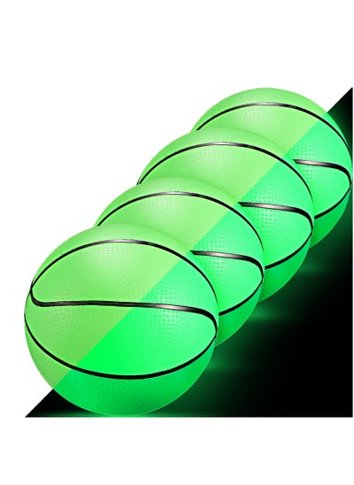 اشتري Glow in the Dark Mini Basketball, 4 Pcs Inflatable Indoor Outdoor Small Basketball Toy Mini Cute Bouncy Ball for Kids, with Pump, 5 inches في الامارات