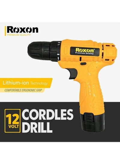 Buy Roxon Premium Quality 12V Lithium-Ion Cordless Impact Drill 1300mAh/ 220-240V-50-60Hz RX-12VCD in Saudi Arabia