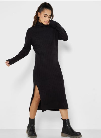 Buy Roll Neck Oversized Rib Dress in Saudi Arabia