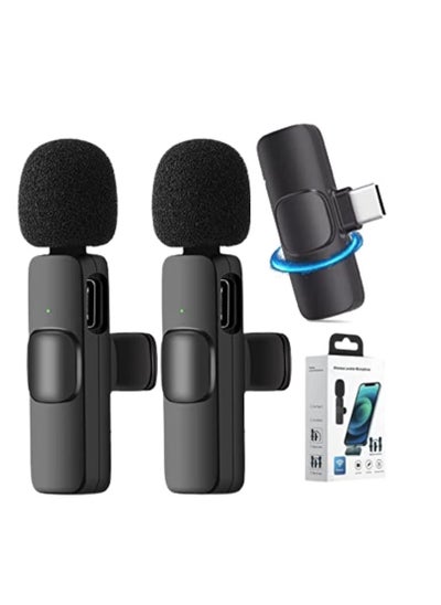 Buy K9 Wireless Microphone Dual Omnidirectional Recording Clip Mic with Receiver for Type-C Lightning Camera Laptop for Vlogging YouTube Online Class Zoom Call in Egypt