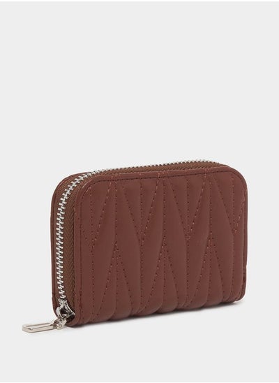 Buy Stitched Textured Zip Closure Wallet in Saudi Arabia