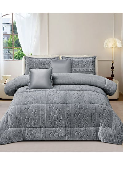 Buy Winter Comforter Set Bedspread 6 Pieces Double-Sided Fur King Size 250x230 cm in Saudi Arabia