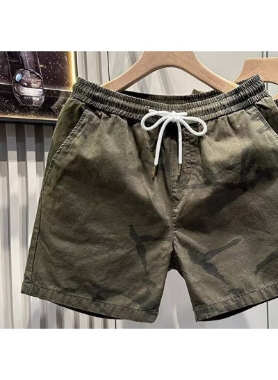 Buy Casual Loose Straight-Leg Camo Shorts Green in UAE