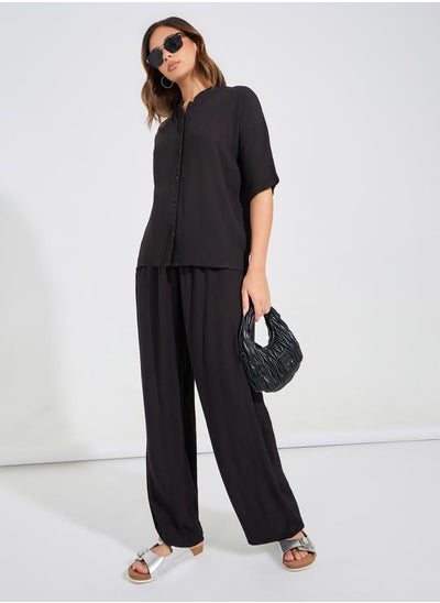 Buy Textured Boxy Shirt & Wide Leg Pants Co-Ords in Saudi Arabia