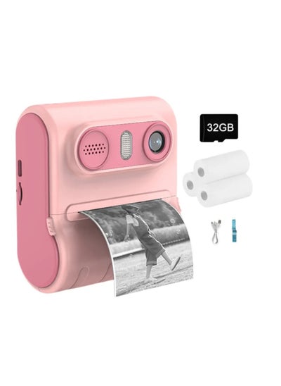 اشتري Digital Camera For Kids 46MP Kids Camera With 32GB SD Card Full HD 1080P Cameras Mini Kids Camera With Instant Print Thermal Printer With 3 Thermal Rolls 2.4Inch Eye Protect Screen With Speaker Pink في الامارات