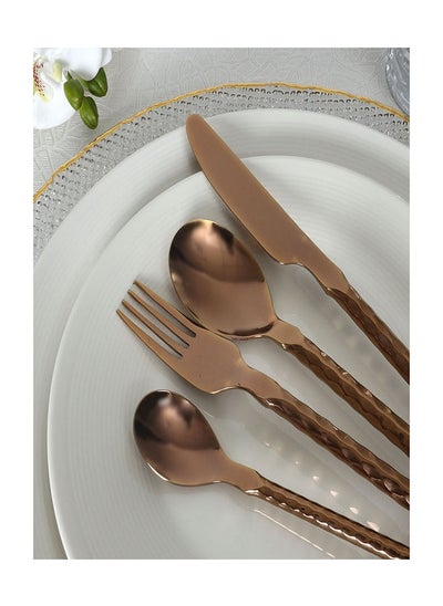 Buy Leon 24-Piece Stainless Steel Cutlery Set, Copper in UAE