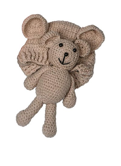اشتري Newborn Photography Props Crochet Bear Bunny Hat Doll Set, Gift Set, Knitted Photo Costume for Baby Boys and Girls(Khaki) في السعودية