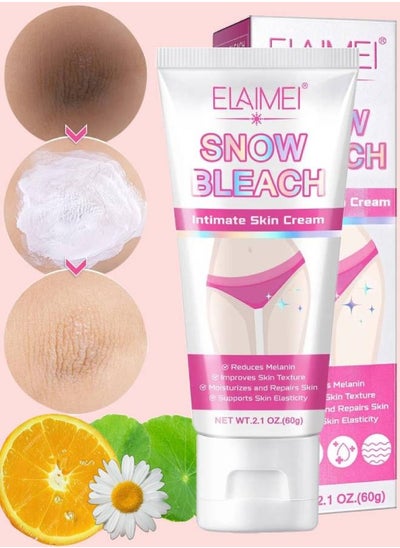 Buy 60g Snow Bleach Cream Underarm Armpit Knee Elbow Thigh Joint Intimate Parts Whitening Cream Dark Spot Corrector Cream Body Care Whitening Brightening Milk Lotion Skin Bleaching Moisturizer in UAE