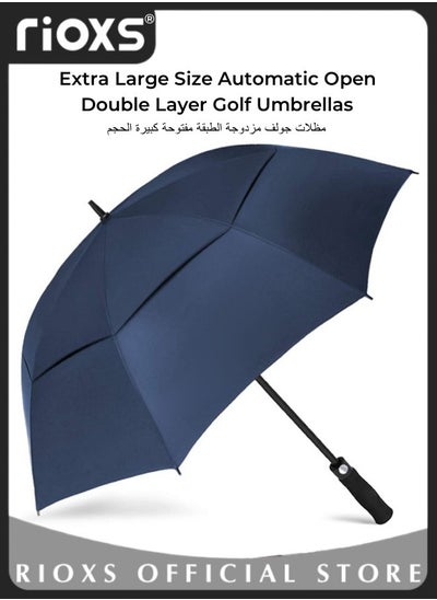 Buy Extra Large Size Automatic Open Double Layer Golf Umbrellas Waterproof Windproof  Sun Rain Protection Umbrella with Comfortable Handle in UAE