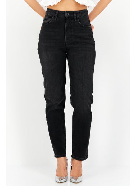 اشتري Women Mon Fit High Waist Stretchable Denim Jean, Black في الامارات