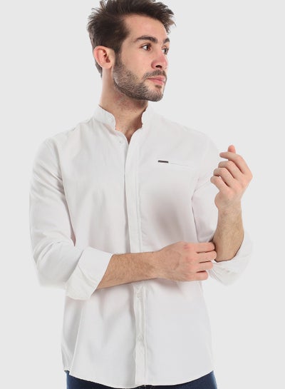 اشتري White Rabbit Modish Mandarin Collar Button Down Shirt في مصر