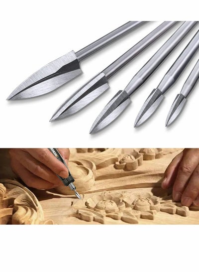 اشتري Wood Carving Drill and Tools Universal Accessories, White Steel Bit Rotary Grinding Tool for Crafts, DIY, Carving, Drilling (5 Pcs) في الامارات