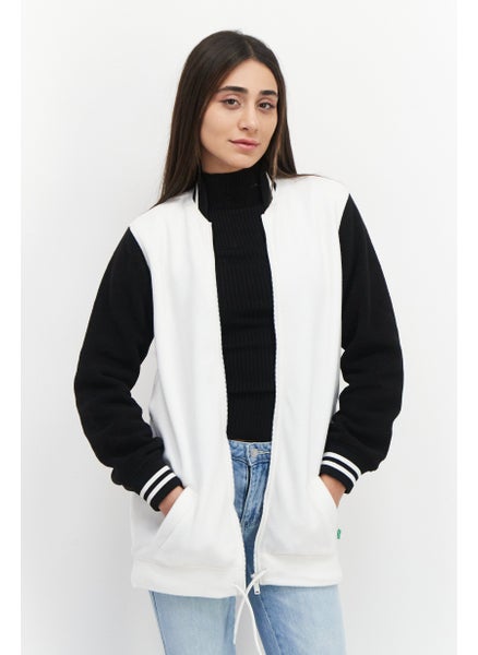 Buy Women Plain Soft Shell Jacket, White/Black in UAE