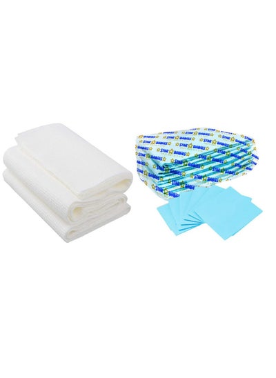 Buy Combo Pack Diposable Changing Mat 6Pcs With Disposable Towel Pack Of 3 Blue in UAE