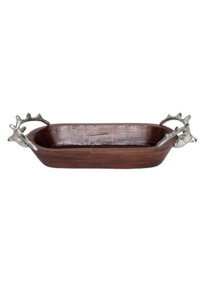 اشتري Joy Decor Tray, Walnut & Silver - 9x37x14 cm في الامارات