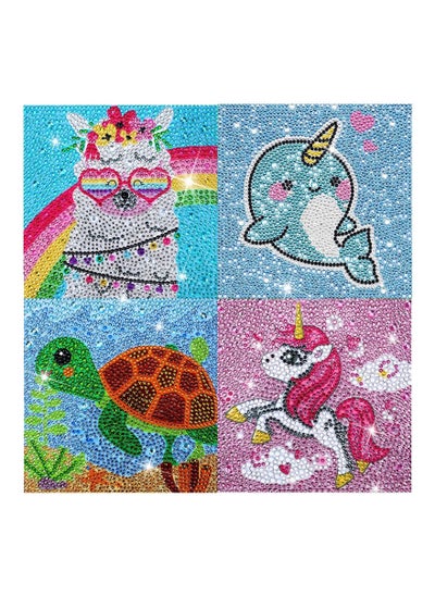 اشتري 4 Pieces 5D Diamond Painting Kit for Kids Full Drill Painting by Number Kits for Beginners DIY Diamond Rhinestone Art Craft Set for Home Office Wall Decor في الامارات