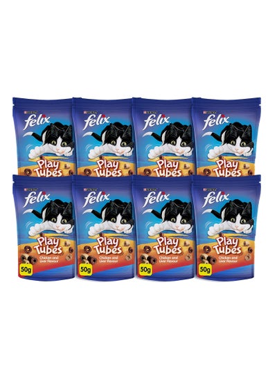 Buy Purina Felix Play Tubes Chicken & Liver Cat Food 50gx8 in Saudi Arabia