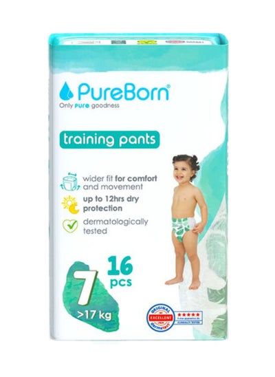 اشتري Baby Dry Pull Up Diapers Nappy Pants Suitable for Babies Size 7 Single Pack 16 Pieces Leaves Print Superior Upto 12 Hours Day & Night في الامارات