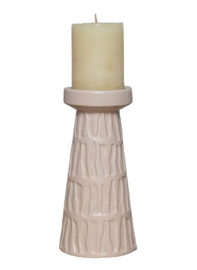 Buy Seth Pillar Candle Holder, Pink - 12x12x24 cm in UAE