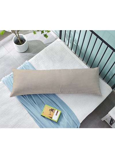 Buy Krude  Long Body Pillow 1pc, Fabric: 100% Polyester 85 GSM Microfiber 1 cm Stripe Super Soft, Filling: 1300 gm Hollow Fiber Comfort, Breathable & Ultra Soft Size: 45 x 120 cm, Color: Beige in UAE