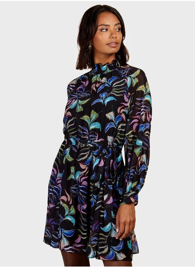 Buy Puff Sleeve Floral Printed Dress in UAE