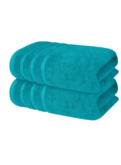 Buy Premium Teal Bath Towels 100% Cotton 70cm x 140cm Pack of 2, Ultra Soft and Highly Absorbent Hotel and Spa Quality Bath Towels for Bathroom by Infinitee Xclusives in UAE