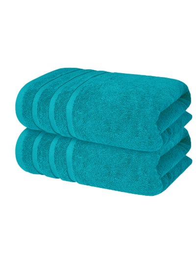 Buy Premium Teal Bath Towels 100% Cotton 70cm x 140cm Pack of 2, Ultra Soft and Highly Absorbent Hotel and Spa Quality Bath Towels for Bathroom by Infinitee Xclusives in UAE