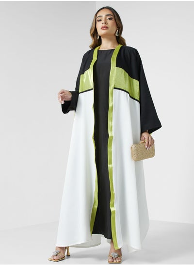 Buy Colorblock Detail Abaya With Sheila in Saudi Arabia