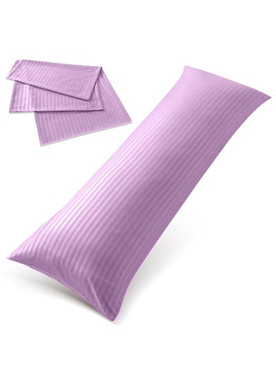 Buy Hotel Linen Klub Long Body 1Pc Stripe Pillowcase - 100% Microfiber  with envelope closure, Soft and Durable Quality, Size : 45 x 125cm , Lilac in UAE