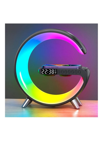 Buy G-Light RGB Smart Light Phone Fast Wireless Charger with Speaker Lamp and clock and alarm for iPhone Samsung Galaxy Andriod Phones - Black in UAE