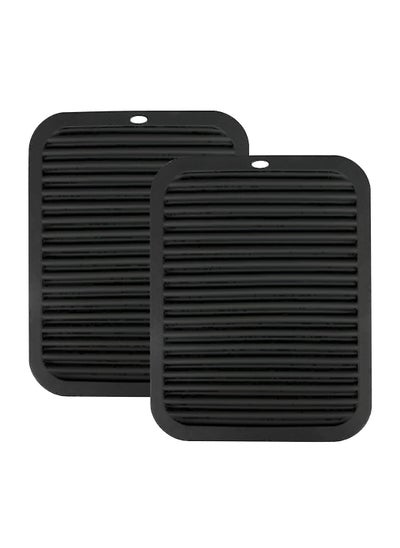 اشتري 2 Pack Silicone Trivets Mats Heat Resistant Hot Pads for Kitchen Counter Multi-Purpose Drying Trivet Mat في الامارات