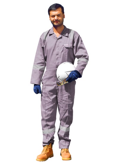 Buy Chief Safety Coverall with Reflective Tapes, Grey 195gsm in UAE