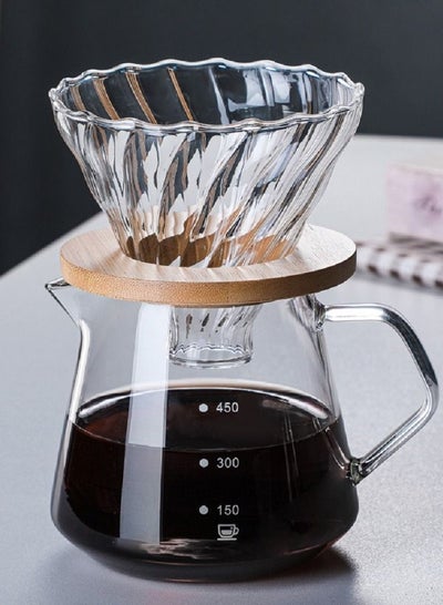 Buy Coffee Maker Drip Set,600ML Coffee Server With Glass Coffee Dripper,Glass Coffee Pot Drip Filter with Tick Marks for Drip Coffee Maker in Saudi Arabia