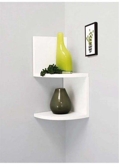 Buy Wooden corner shelves, white color in Saudi Arabia