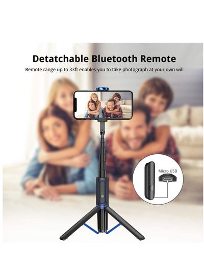 اشتري Selfie Stick Tripod, Extendable 3 in 1 Aluminum Bluetooth Selfie Stick with Wireless Remote في الامارات