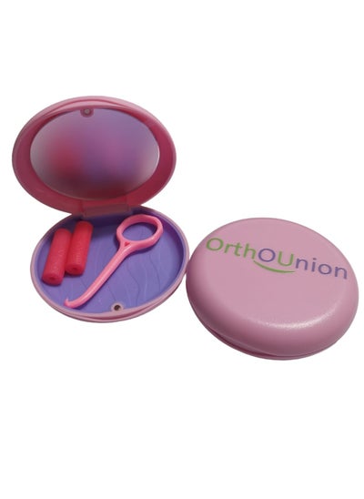 Buy Aligner Case with Chewis, Remover Tool, and Mirror Pink Color in Saudi Arabia