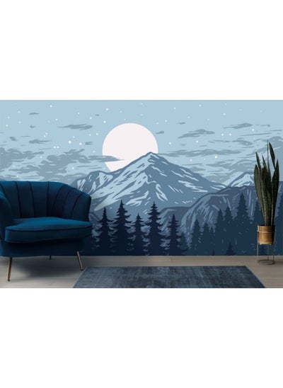 اشتري Panorama Of Mountains Fabric Wallpaper Covers An Area ​​Up To 4.2Mx3M With Adhesive And Smoothing Tool في مصر