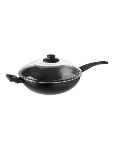 Buy Wok with lid black 28 cm in UAE