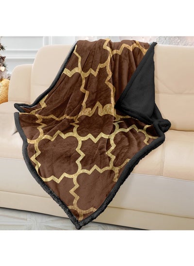 Buy Soft Brown Quatrefoil Sofa Blanket Throw in UAE